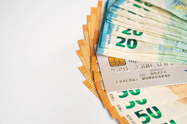Banconote Euro Concentrano Sul Concetto Finanza Aziendale Sfondo Bianco — Foto Stock