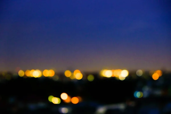 Blurred Bokeh City Building Light Sunset Colorful Sky Cloud Business — Stock Photo, Image