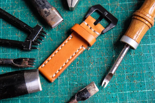 Genuine leather watch strap DIY craftsmanship object