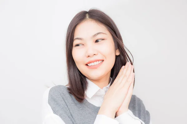 Sonriendo Hermosas Mujeres Asiáticas Sobre Fondo Blanco Mujeres Retrato —  Fotos de Stock