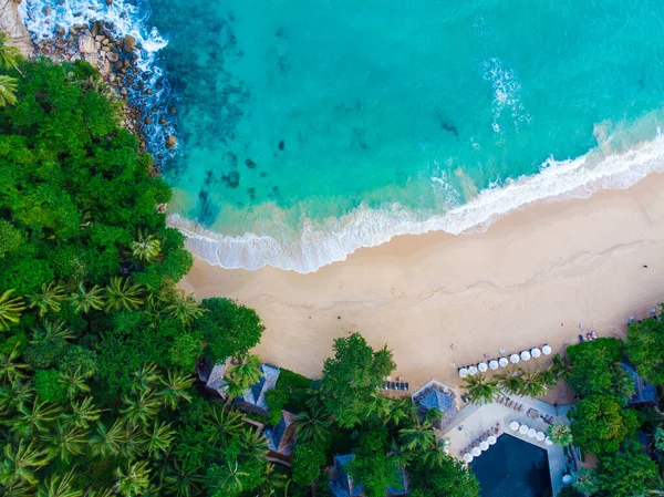 Meer Welle Weißer Sand Strand Sommer Urlaub Gelassenheit Hintergrund Luftbild — Stockfoto