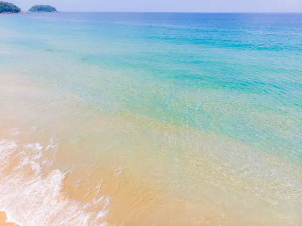 Sea Wave White Sand Beach Summer Vacation Serenity Background Aerial — Stock Photo, Image