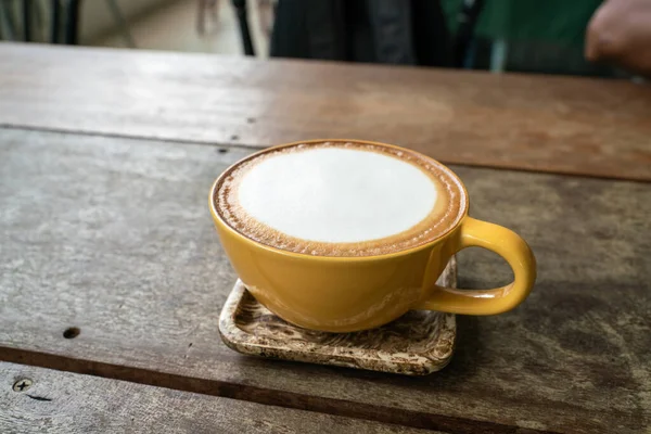 Forró Latte Kávé Espresso Kávé Csésze Asztalon Élelmiszer Anf Ital — Stock Fotó