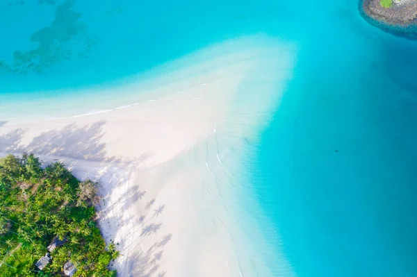 空中ビュー静けさエキゾチックな海の海岸白い砂浜緑のヤシの木 Kood Thailand — ストック写真