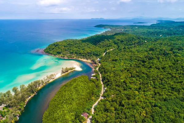 Grüner Tropischer Mangrovenwald Mit Dorf Auf Der Insel Koh Kood — Stockfoto
