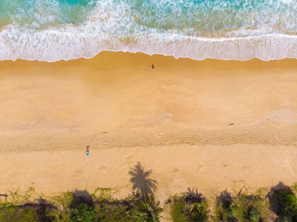 Playa Mar Agua Azul Con Vista Aérea Cocoteros Phuket Tailandia — Foto de Stock