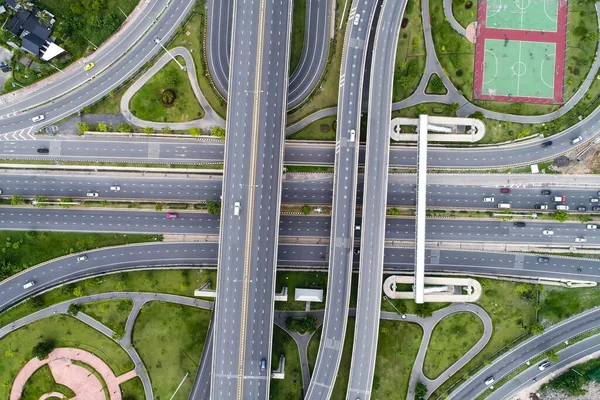 City Junction Traffic Road Green Nature Grass Aerial View Transport — Stock Photo, Image