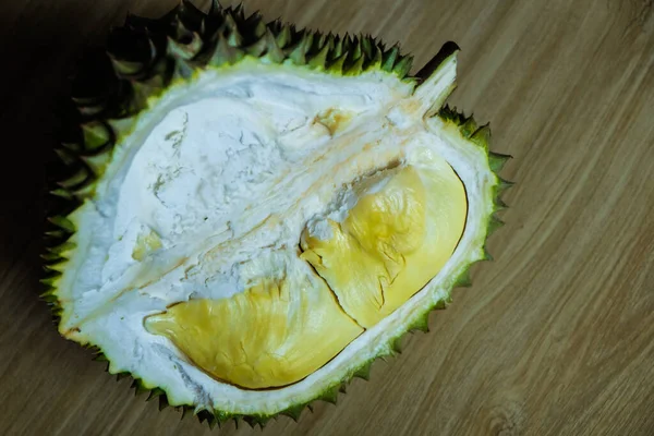 Żółty Durian Owoców Tropikalnych Tle Drewna Tajlandia Owoców — Zdjęcie stockowe