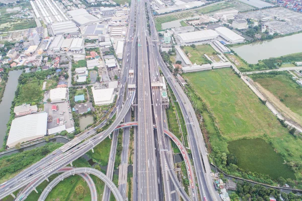 Intersetion City Transport Junction Road Modern Building Aerial View — Stock Photo, Image