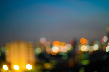 Soyut bulanık Bokeh Gece Şehir Binası Bokeh Backgrond, Merkez Bangkok