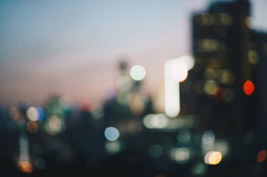 Soyut bulanık Bokeh Gece Şehir Binası Bokeh Backgrond, Merkez Bangkok