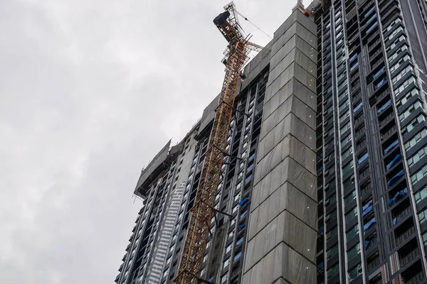 Bouwplaats Moderne Hoogbouw Condominium Gebouw Groei Zakelijke Stad — Stockfoto