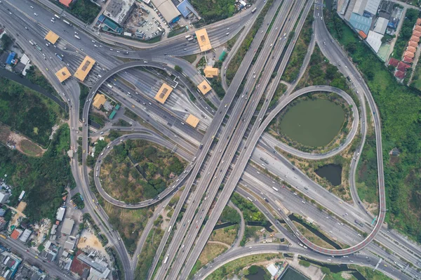 TRansport aerial view of intersection traffic cross road with vehicle movement, Infinity sign