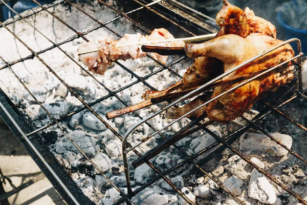 Grillad Kyckling Mjöl Lokal Thailändsk Mat Väg Restaurang — Stockfoto