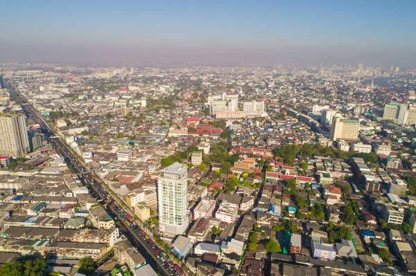 Bangkok Edificio Casa Appartamento Con Traffico Stradale Vista Aerea — Foto Stock