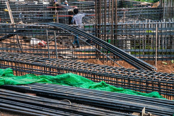 Ferro Feixe Terra Local Construção Edifício Trabalhando — Fotografia de Stock