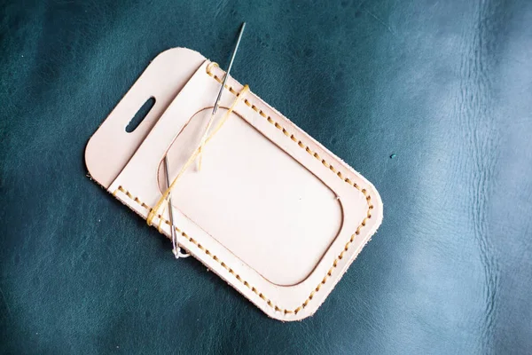Leather Card Holder Handmade Craftsmanship Working — Stock Photo, Image