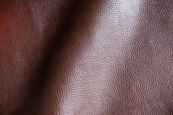 Brown Genuine Full Grain Leather Texture Raw Background — Stock Photo, Image