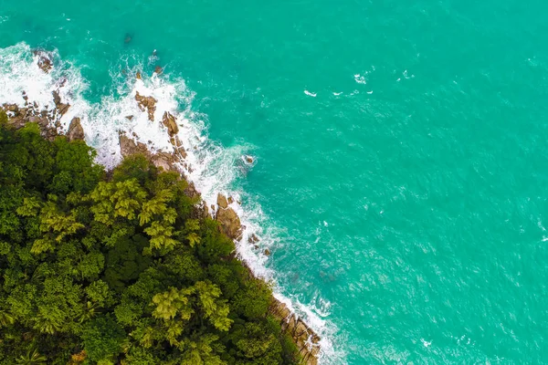 Ola Hermosa Playa Mar Con Vista Aérea Árbol Verde —  Fotos de Stock