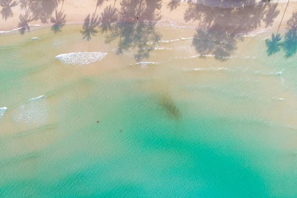 白い砂浜の自然背景ターコイズブルーの海の波空中ビュー休暇のコンセプト — ストック写真