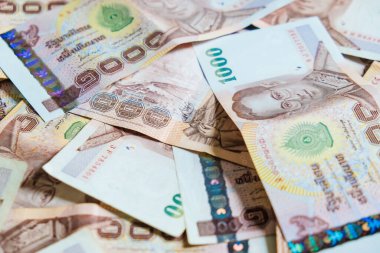 Tayland para notu arka plan istifleme, iş konsepti olarak kullanılıyor