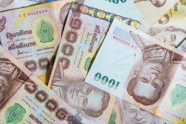 Tayland para notu arka plan istifleme, iş konsepti olarak kullanılıyor