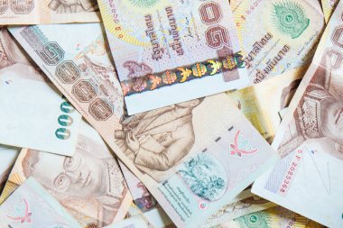 Tayland para notu arka plan istifleme, iş konsepti olarak kullanılıyor