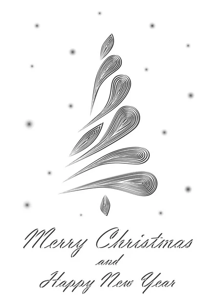 Árbol Navidad Elegante Negro Sobre Fondo Blanco Vertical — Vector de stock