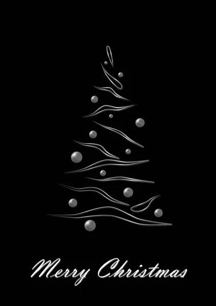 Feliz Navidad Árbol Navidad Elegante Blanco Sobre Fondo Negro Vertical — Vector de stock