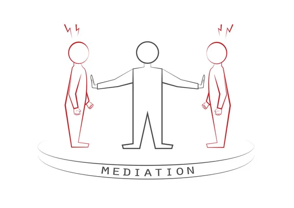 vektör çizim, yatay arabulucu ve Önden Görünüm, beyaz arka plan izole iki savunarak kişi