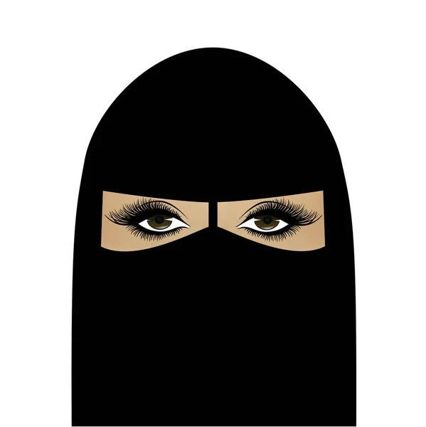 Bella Donna Musulmana Hijab Ritratto Quadrato Illustrazione Vettoriale Isolata Sullo — Vettoriale Stock