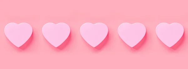 Fondo de San Valentín con hogar rosa. Colocación plana, vista superior, maqueta, plantilla, espacio para copiar. Composición abstracta mínima para la celebración del 14 de febrero — Foto de Stock