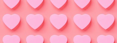 Pembe şömineli sevgililer günü geçmişi. Düz konum, üst görünüm, model, şablon, kopyalama alanı. 14 Şubat kutlamaları için asgari soyut kompozisyon