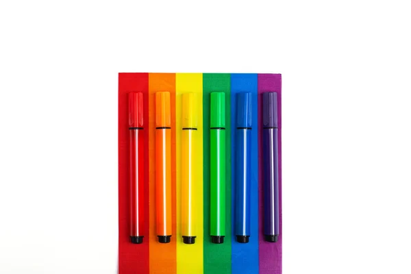 Mockup Made Lgbt Pride Flag Pencils Concept Pride Day Valentine — Stock Photo, Image