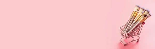 Καλλυντικά Ροζ Φόντο Σύνολο Πολυτελών Διακοσμητικών Καλλυντικών Flat Lay Top — Φωτογραφία Αρχείου