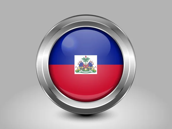 Haiti zászlaja. Fém és üveg kör ikonra — Stock Vector