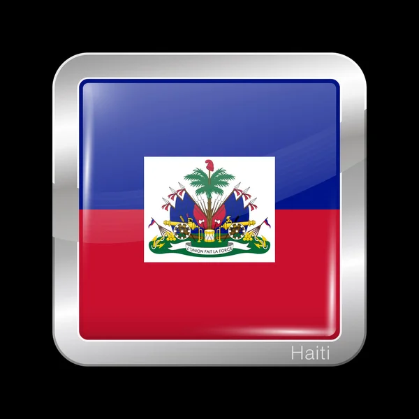 Flagge Haitis. Metall-Ikone quadratische Form — Stockvektor