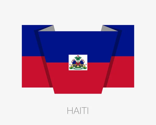 Bandera de Haití. Icono plano Wavering Flag con nombre de país — Archivo Imágenes Vectoriales