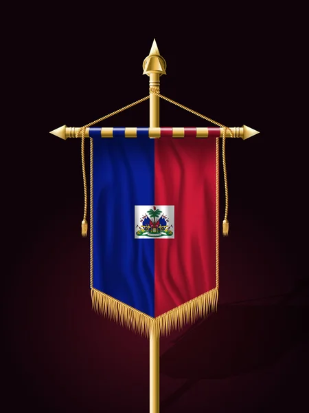 Σημαία της Αϊτής. Εορταστικά πανό κάθετη σημαία με κοντάρι — Διανυσματικό Αρχείο