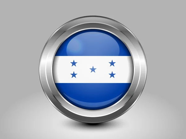 Bandera de Honduras. Icono redondo de metal y vidrio — Vector de stock
