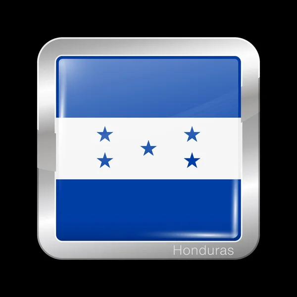 Honduraská vlajka. Tvar s čtvercovým ikonu Metal — Stockový vektor