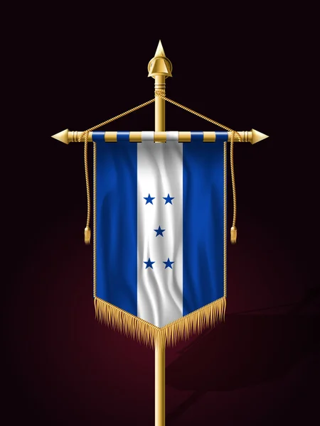 Bendera Honduras. Banner Festive Vertical Flag with Flagpole - Stok Vektor