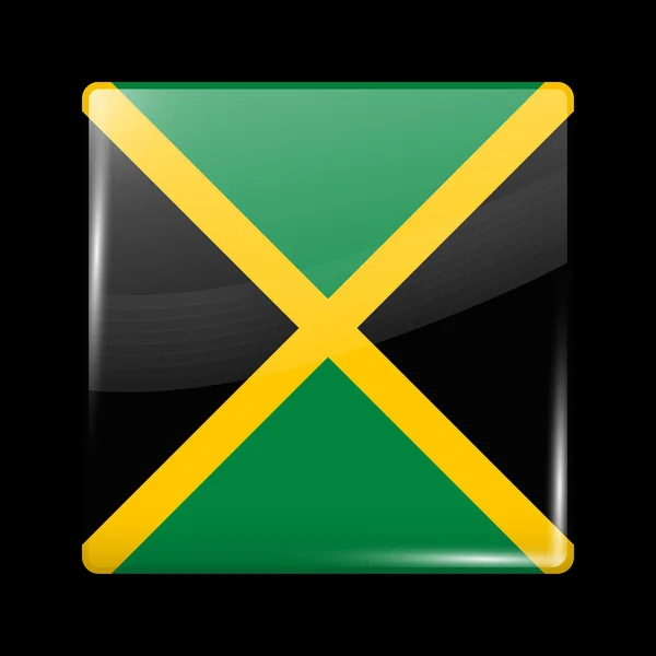 Bandera de Jamaica. Icono brillante forma cuadrada — Archivo Imágenes Vectoriales