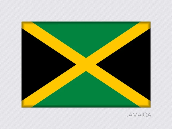 Bandera de Jamaica. Relación de aspecto 2 a 3. Bandera oficial rectangular — Archivo Imágenes Vectoriales