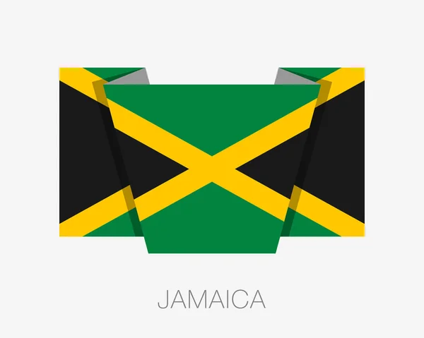 Flagga av Jamaica. Flat ikonen vackla flagga med landets namn — Stock vektor