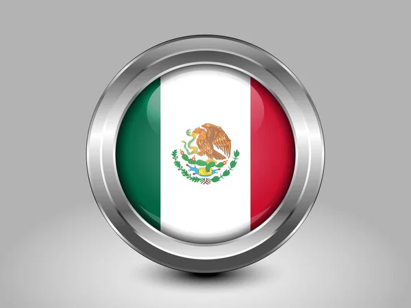 Flagge Mexikos. Ikone aus Metall und Glas — Stockvektor