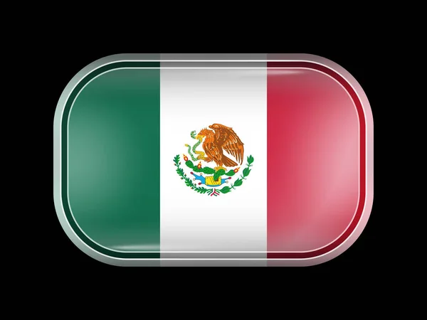 Bandiera del Messico. Forma rettangolare con angoli arrotondati — Vettoriale Stock