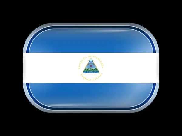 Bandera de Nicaragua. Forma rectangular con esquinas redondeadas — Vector de stock