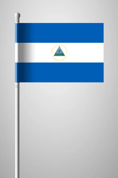 Flag of Nicaragua. National Flag on Flagpole — Stock Vector