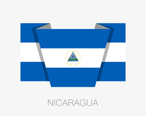 Nikaragua bayrağı. Ülke adı ile düz simgesi titrek bayrak — Stok Vektör
